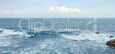 Beautiful ocean waves and blue sky