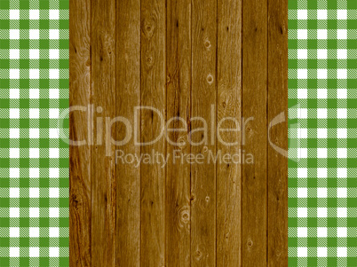 Holzbretter und Tischdeckenstreifen grün weiß