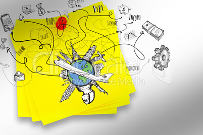 Composite image of business and global travel doodles