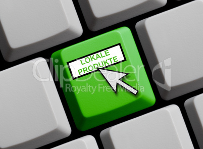 Grüne Tastatur mit Mauspfeil zeigt Lokale Produkte