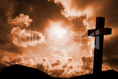 Composite image of wooden cross