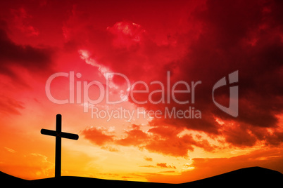 Composite image of wooden cross
