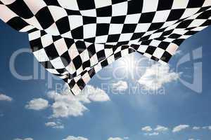 Composite image of checkered flag