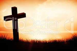 Composite image of wooden cross