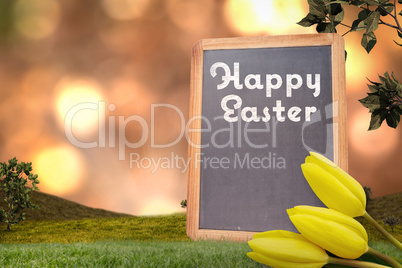 Composite image of yellow tulips