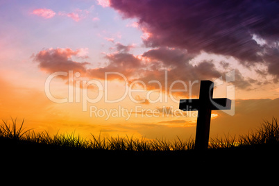 Composite image of wooden cross