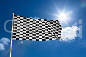 Composite image of checkered flag