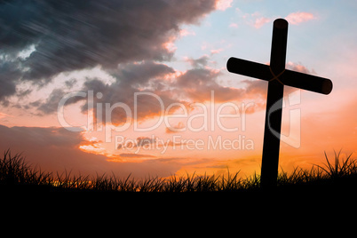 Composite image of wooden cross