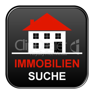 Schwarzer freigestellter Button - Immobiliensuche