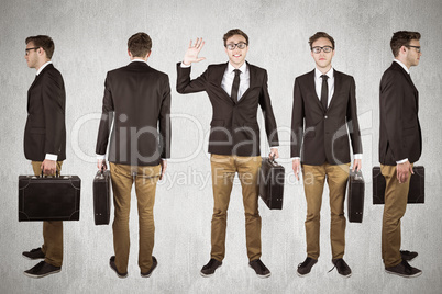 Composite image of nerdy businessman