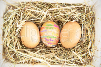 Composite image of happy easter in different languages