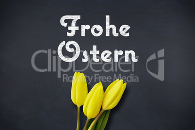 Composite image of yellow tulips