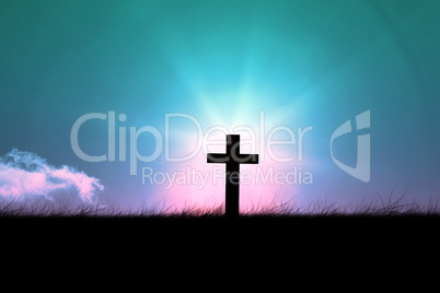 Composite image of wooden cross