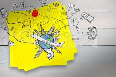 Composite image of business and global travel doodles