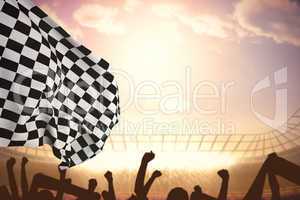 Composite image of checkered flag