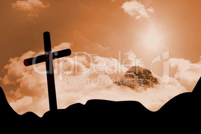 Composite image of wooden cross