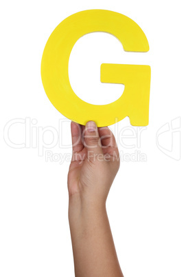 Hand halten Buchstabe G aus Alphabet