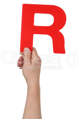 Hand halten Buchstabe R aus Alphabet