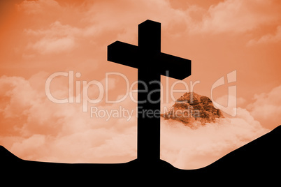 Composite image of wooden cross