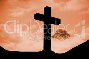 Composite image of wooden cross