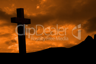 Composite image of wooden cross Composite image of wooden cross