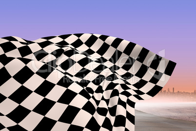 Composite image of checkered flag