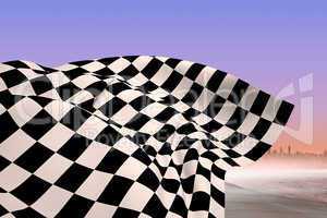 Composite image of checkered flag