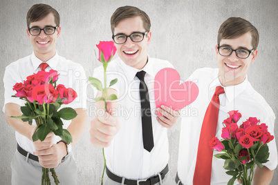 Composite image of romantic nerd