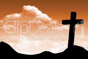 Composite image of wooden cross