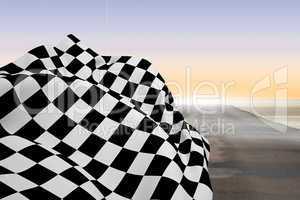 Composite image of checkered flag