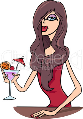 woman in pub cartoon illustration