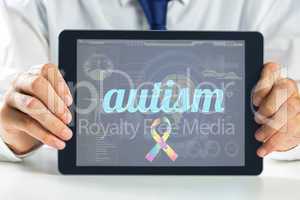 Autism against medical biology interface in blue