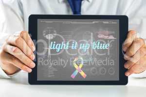 Light it up blue against medical biology interface in black