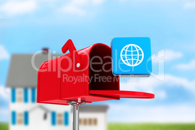 Composite image of red email postbox