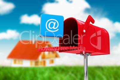 Composite image of red email postbox