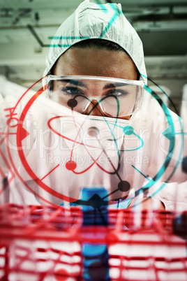 Composite image of portrait of a protected science student dropp