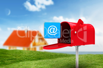 Composite image of red email postbox