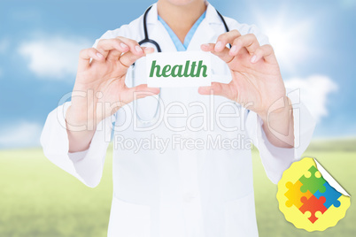 Health against sunny green landscape