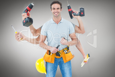 Composite image of carpenter with many arms Composite image of carpenter with many arms