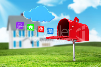 Composite image of red email postbox