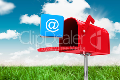 Composite image of red email postbox