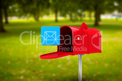 Composite image of red email postbox