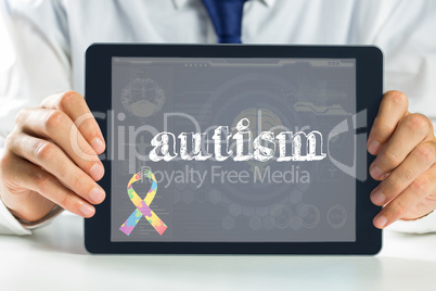 Autism against medical biology interface in blue
