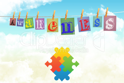 Composite image of autism awareness jigsaw