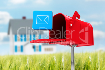 Composite image of red email postbox