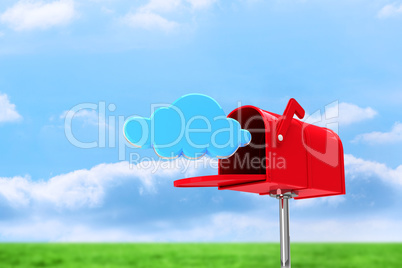 Composite image of red email postbox