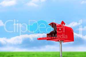 Composite image of red email postbox