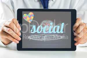 Social against medical interface in black and blue