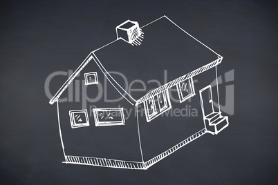 Composite image of hand drawn house