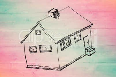 Composite image of hand drawn house